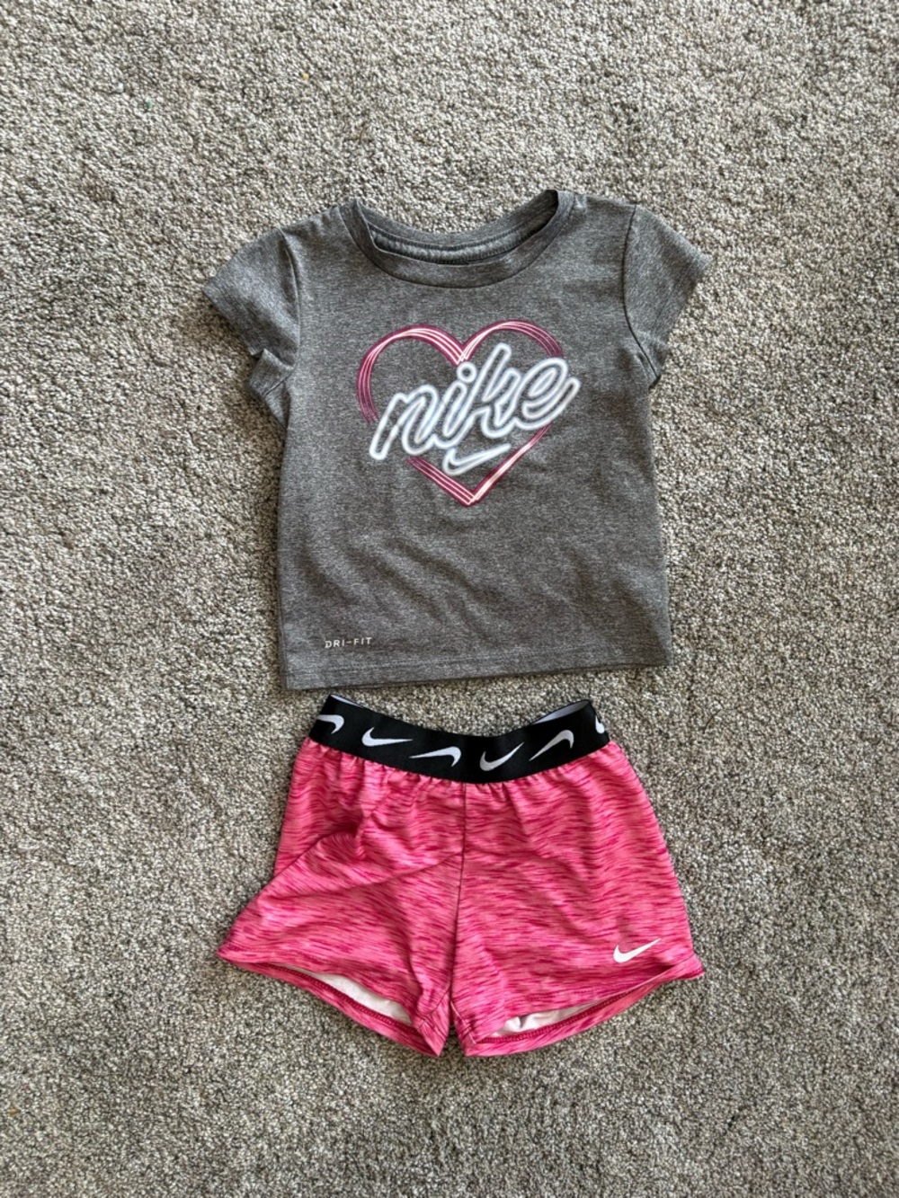 Nike Pink and Gray Girls Dri-FIT Shorts Set